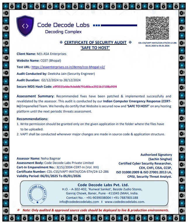 CERT-In Certified